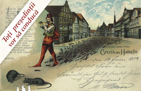 Carte poştală "Salutări din Hamelin", reprezentând Flautistul din Hamelin, 1902 Carte poştală "Salutări din Hamelin", reprezentând Flautistul din Hamelin, 1902